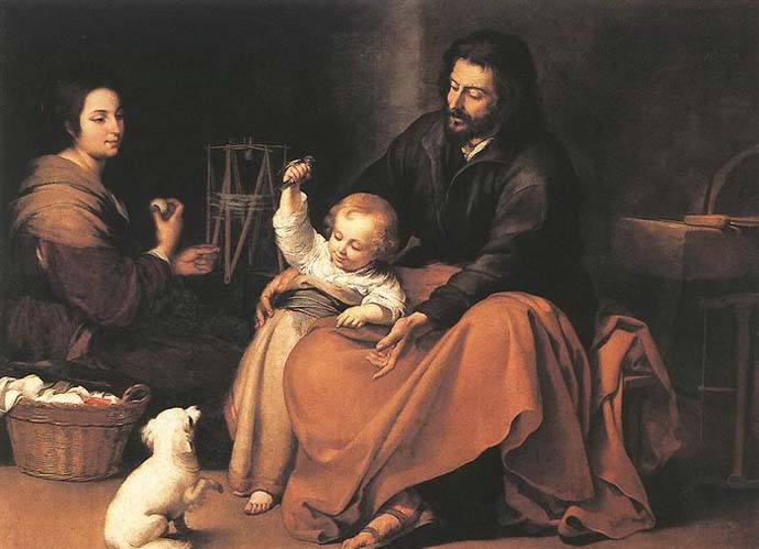 MURILLO, Bartolome Esteban The Holy Family with a Bird